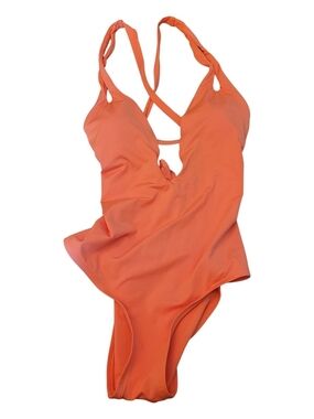 NWOT BECCA Deep-Plunge Orange One-Piece Swimsuit